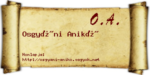 Osgyáni Anikó névjegykártya